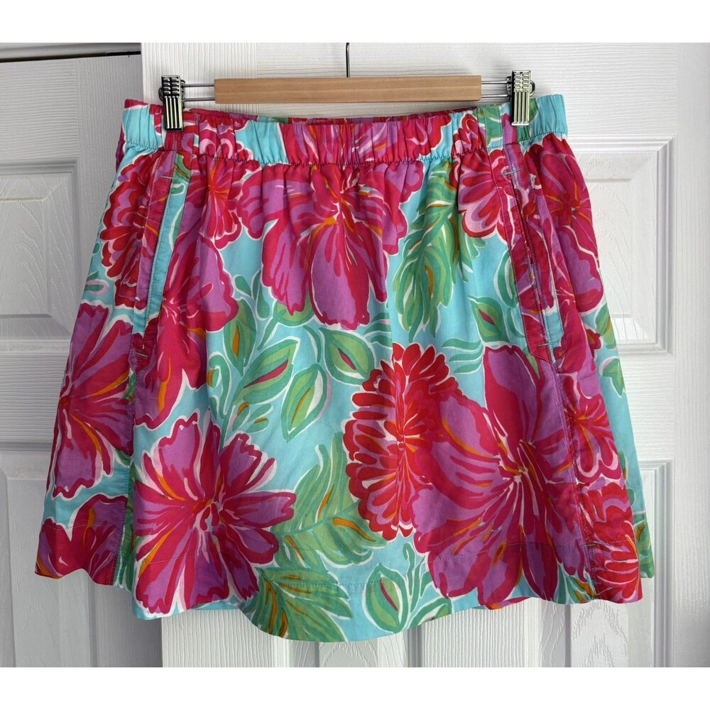Lilly Pulitzer Cissy Bellina Womens Mini Skirt XL Shorely Blue Bellina Cotton